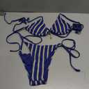 ZAFUL Crochet Bikini Sets for Women Cheeky Boho Bathing Suits Striped Brazilian High Cut Thong Bikini Swimsuit for Vacation (S)