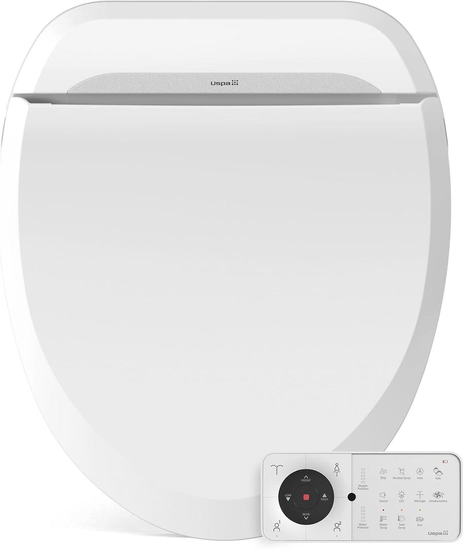 Bio Bidet USPA PRO Modern Bidet Seat, Warm Water, Heated Seat & Dryer, Remote Control, Round