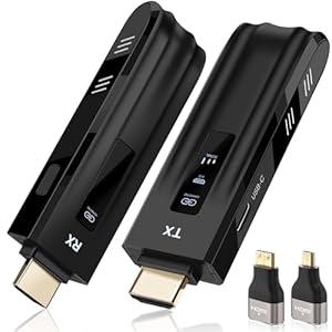 2025 New Upgraded Wireless HDMI Transmitter and Receiver,4K Decode & 1080P Output,Plug and Play Portable 2.4G/5G Wireless HDMI Extender,Compatible with PC/Laptop/Camera/HDTV/Projector/TV Box