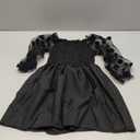 WDIRARA Toddler Girl's Polka Dots Mesh Flounce Long Sleeve Flared Shirred Dress (4T, Black)