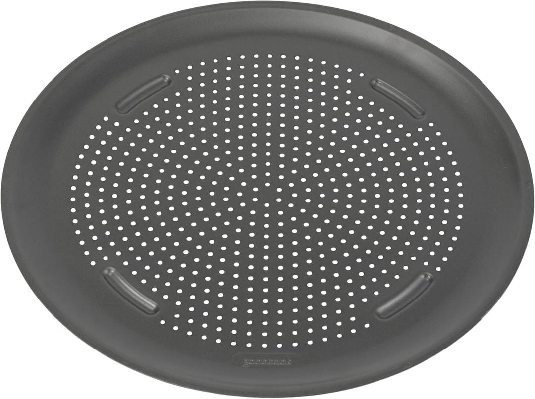 GoodCook AirPerfect Insulated Nonstick Carbon Steel Pizza Pan with Cutting Guides, Perforated Nonstick Pizza Pan, 15.75-Inch, Gray