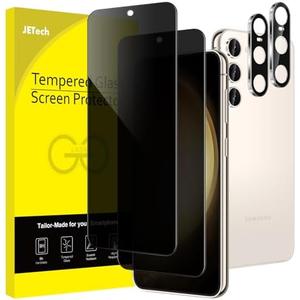 JETech Privacy Screen Protector for Samsung Galaxy S23 5G 6.1-Inch with Camera Lens Protector, Anti-Spy Tempered Glass Film, Fingerprint ID Compatible, 2-Pack Each