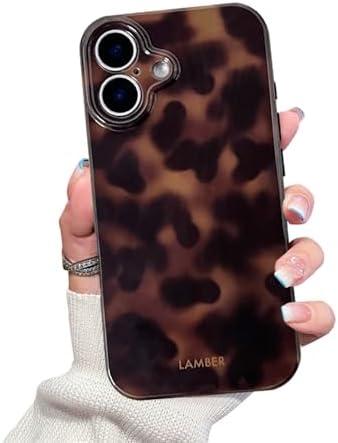 XQAGU Cute Phone Case for iPhone 16 Case Amber Leopard Full Camera Protective Slim Shockproof Aesthetic-Brown Amber