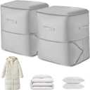 2Pcs Super Space Saving Self Compression Organizer, Quilt Storage Bags, Self Compression Storages Bags, Storage Bags for Quilts, Sweaters, Blankets (grey)