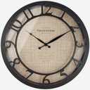 Presentime & Co 13" Farmhouse Series Wall Clock, Cottage Style, Faux Burlap Design, Silent No Ticking, Oil Rubbed Antique Bronze Finish