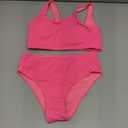 URMAGIC Girls Two Piece Swimsuits Ribbed Bikini Sets Swimming Bathing Suit Beach Sport Athletic Teen Girls Swimwear, Rose Red 9-10yrs
