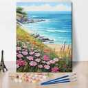 TUMOVO Beach Scene Paint by Numbers, Seascape Adult Paint by Number Lush Meadow Blossoms Adult Paint by Number Kits On Canvas DIY Painting by Numbers for Adults Wall Decor, 16 x20 Inch
