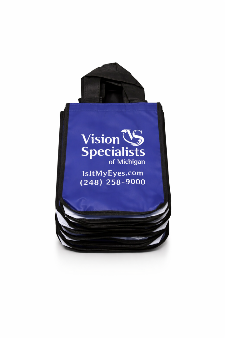 Reusable Promotional Tote Bag – Durable Non-Woven Shopping Bag with Handles, Navy Blue, 8 Pack