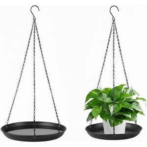 gajavo Metal Plant Hanger for Indoor Outdoor Use,Hanging Planters for Plants Basket with 9.8in/11.8inDiameter, Black Window Shelf for Plants11.8IN