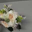 Wedding Bouquets for Bride Bridesmaid,White Champagne Artificial Roses Flowers for Wedding Church Decoration (7.5in)