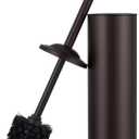 Bronze Toilet Brush and Holder Set,304 Stainless Steel Toilet Bowl Brush and Holder for Bathroom,Heavy Duty Toilet Brush,Durable Scrubbing Bristles,Splash Resistant,Long Handle