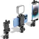 KDD Cell Phone Tripod Mount Adapter with Ball Head, 360 Rotating Phone Holder Stand for Tripod with Cold Shoe, Smartphone Clamp for iPhone 15 14 13