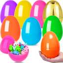 MGparty 12 Pcs 6 Inch Easter Eggs Fillable, Large Easter Eggs with Golden Eggs, Jumbo Plastic Empty Eggs Bulk for Easter Egg Hunt, Basket Stuffers, Party Favors, Classroom Prizes and Decorations