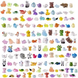 140 Pack Mini Animals Tiny DuckCowBee Figurines Bulk for Miniature Dollhouse Decor Accessories Garden Aquarium Potted Ornament Party DIY Charms Office Classroom Activity to Hide
