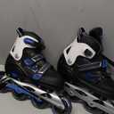 MammyGol Adult Inline Skates for Men Women, Blades Roller with Carbon Steel Bearings, TPR Brake, 3D Mesh, EVA Lining, PVC Upper | Adjustable Size Better Fit for Beginner Skating (XXL(Men9.5-13/Women10.5-14), Blue)