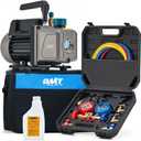 Orion Motor Tech AC Vacuum Pump and Gauge Set, 1/4 hp 3.5 cfm Vacuum Pump Manifold Gauge Kit with 3 Hoses Adapters & Accessories for R134a R12 R22 R502, A/C Vacuum Pump Kit for Auto HVAC Systems