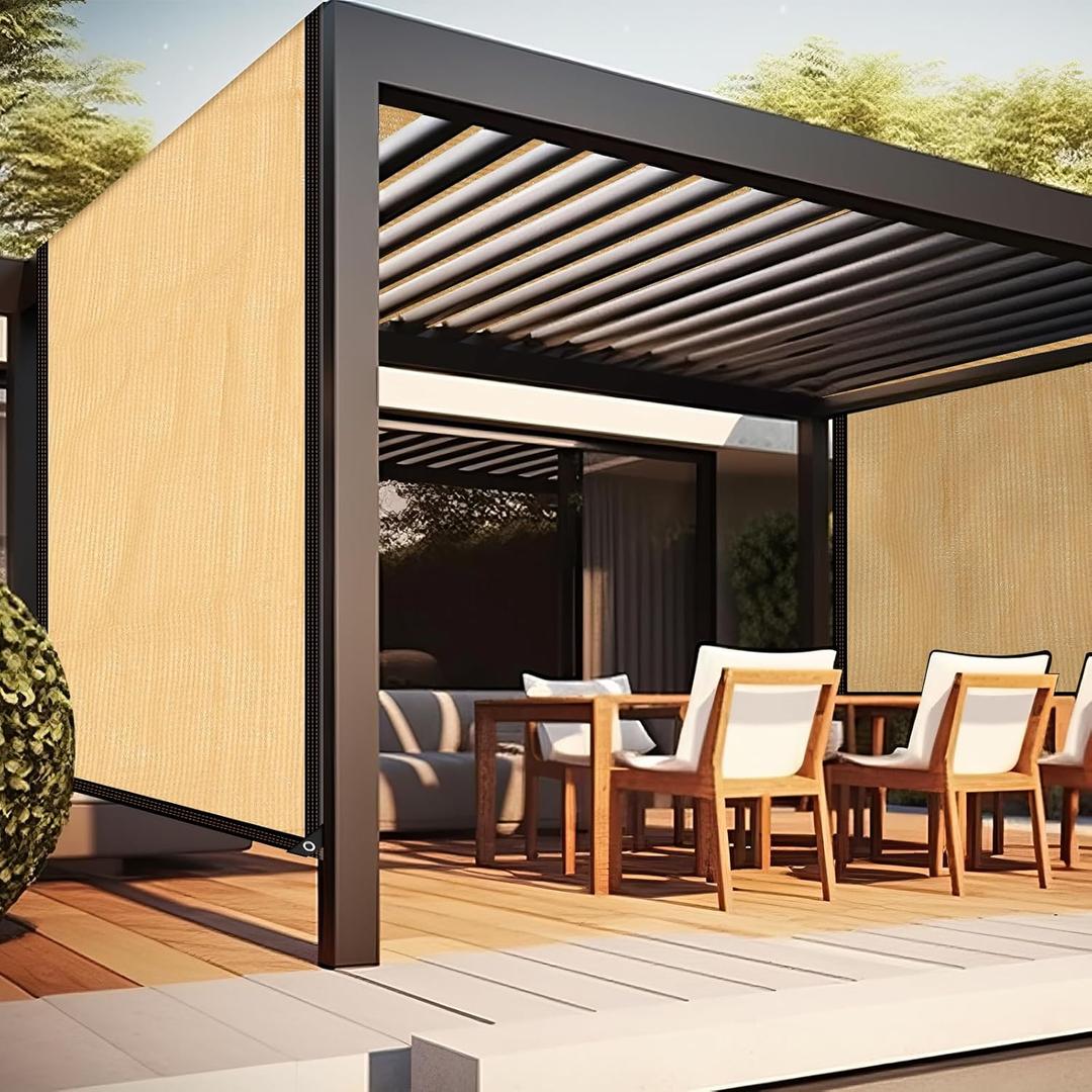 Fanfanwin 95% Pergola Shade Cover with Grommets,10' x 20' Outdoor Sun Shade Cloth Universal Pergola Replacement Canopy Privacy Screen for Patio Garden Gazebo Deck Porch Backyard,Wheat