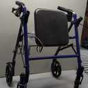 Medline Steel Rollator Walker with Seat, Blue, 300 lb. Weight Capacity, 8 Wheels, Foldable, Adjustable Handles, For Seniors, For Mobility Impairment