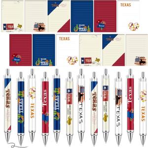 24 Pcs Notepads with Pens Cute Self Stick Notes Pens Gifts Set for Lover Sticky Notes Ballpoint Bulk for Traveler Birthday Christmas Party Gifts(Red,Blue,Texas)