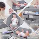 Portable Baby Changing Station with Adjustable Height - Foldable Diaper Table with Wheels,Waterproof Pad, Safety Belt & Large Storage Racks, Ideal for Newborn and Infants (Light Grey)