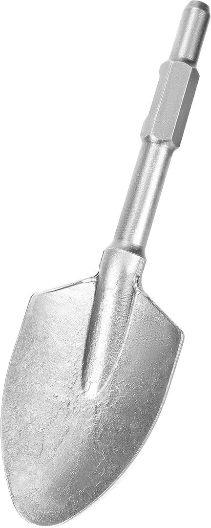 QWORK 17.5-Inch Alloy Steel Scoop Shovel Chisel Bit for Electric Demolition Hammers and Jack Hammers - 1-1/8" Hex Shank - 5" Width, Silver