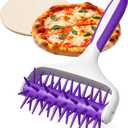 Pizza Docker Roller - 7.7" X 4.8" Plastic Pizza Dough Roller for Even Crust Prep, Non-Slip Grip Handle & Staggered Spikes Prevent Air Pockets, Lightweight Tool for Flatbreads & Pies