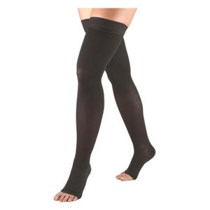 Truform 20-30 mmHg Compression Stockings for Men and Women, Thigh High Length, Dot-Top, Open Toe, Charcoal, Medium (Medium (1 Pair))