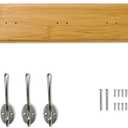 Wall Mount Bamboo Coat Rack, 17 Inch 5 Double Hooks, Natural