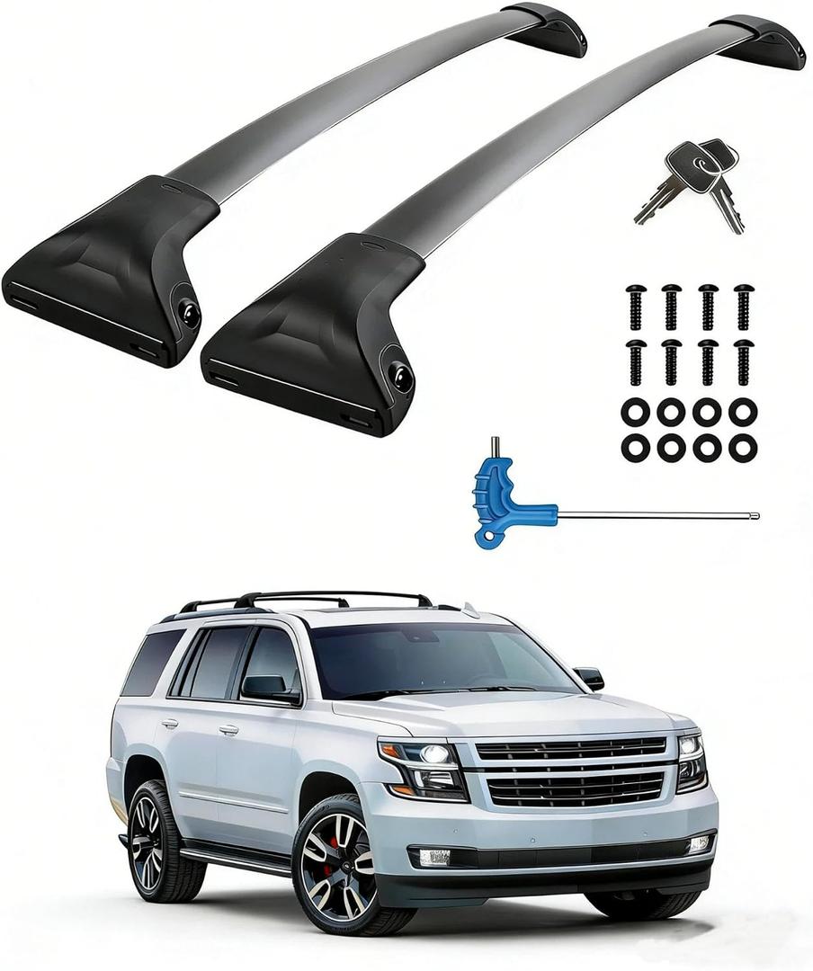 220lbs Upgraded Suburban/Tahoe Heavy Duty Roof Racks Cross Bars Compatible with 2015-2020 Chevy Suburban & Tahoe, GMC Yukon & Yukon XL, Escalade & Escalade ESV, Aluminum Cargo Bars w/Anti-Theft Lock