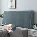 DUJUIKE Headboard Cover for Queen Bed, Stretchy Velvety Headboard Slipcover, Dustproof Durable Protector Cover for Bed Headboard, Velvet Soft Fabric (Grey) (Queen Headboard Length (59"-67"))
