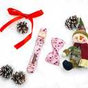 Elegant little tail Christmas Dog Collar, Christmas Deer Print Pet Collar Dogs Holiday Collars with Bow Pink Cute Winter Girl Puppy Bow Adjustable Pet Collars for Large Dogs (Large (Pack of 1))