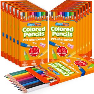 AuroTops 12 Pack Colored Pencils, 144 Count Pre-Sharpened Colored Pencils Bulk, 12 Vibrant Colors Color Pencil for Classroom Prizes, Back to School Supplies, Art Supplies for Adults & Kids