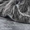 Luxury Faux Fur Throw Blanket, Grey and Black High Pile Mixed Throw Blanket, Super Warm, Fuzzy, Elegant, Fluffy Decoration Blanket Scarf for Sofa, Couch and Bed, 60''x 80''