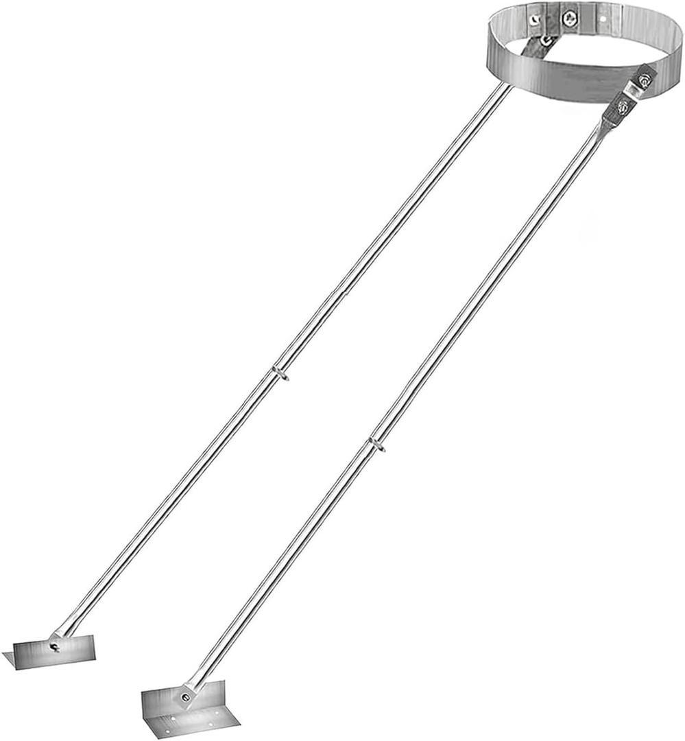 Extended Roof Bracket Kit, Supports 43 inch Chimney Stove Pipe for Stability, Adjustable Extended Roof Brace for Securing Diameter Stove Pipe Silver, Adjustable Legs Mounting Brackets, 4pcs
