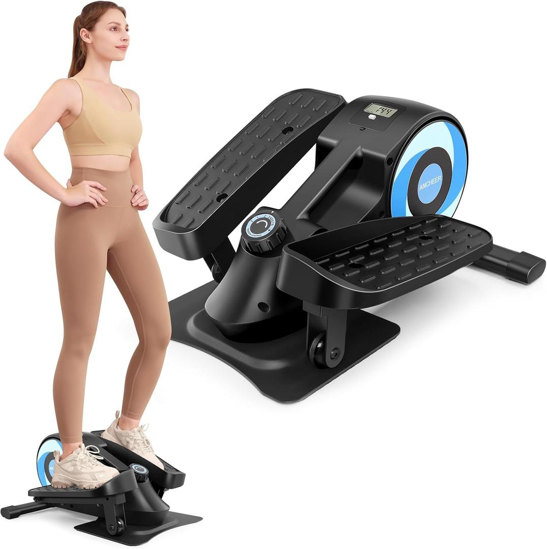 ANCHEER Under Desk Elliptical Exercise Machine,Standing or Seated Ellipse Leg Exerciser with 8 Level Resistance,Portable Exercise Equipment with LCD Display Monitor,Fully Assembled