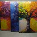 Tree Pictures Wall Art for Living Room - Modern Wall Decor for Office Women - Colorful Wall Decor for Bedroom Size 12" x 16" x 3 Pieces