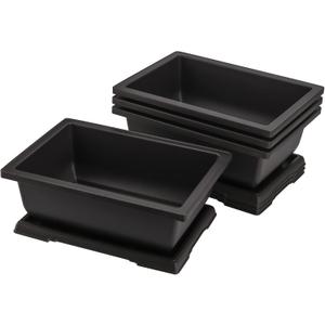 4 Pack Large Plastic Bonsai Pots, 11.5 Inch Rectangular Built in Mesh Bonsai Training Pots with Trays, Plant Flower Tree Growing Bonsai Planter for Garden Supplies, Yard, Office, Room, Balcony