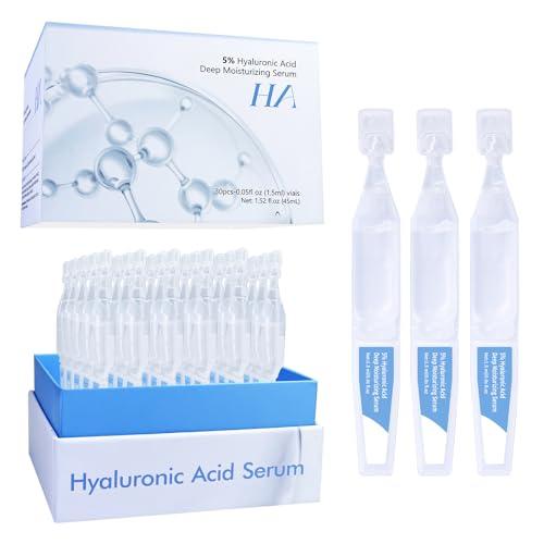 5% Hyaluronic Acid Serum Ultra Moisturizing & Elastic Skin - Wake Nature Perfection Hyaluronic Acid - Anti-Aging Serum for Face Single-Use Vials Skincare - Repair Sensitive Skin (1.5 ml)*30 5Pack