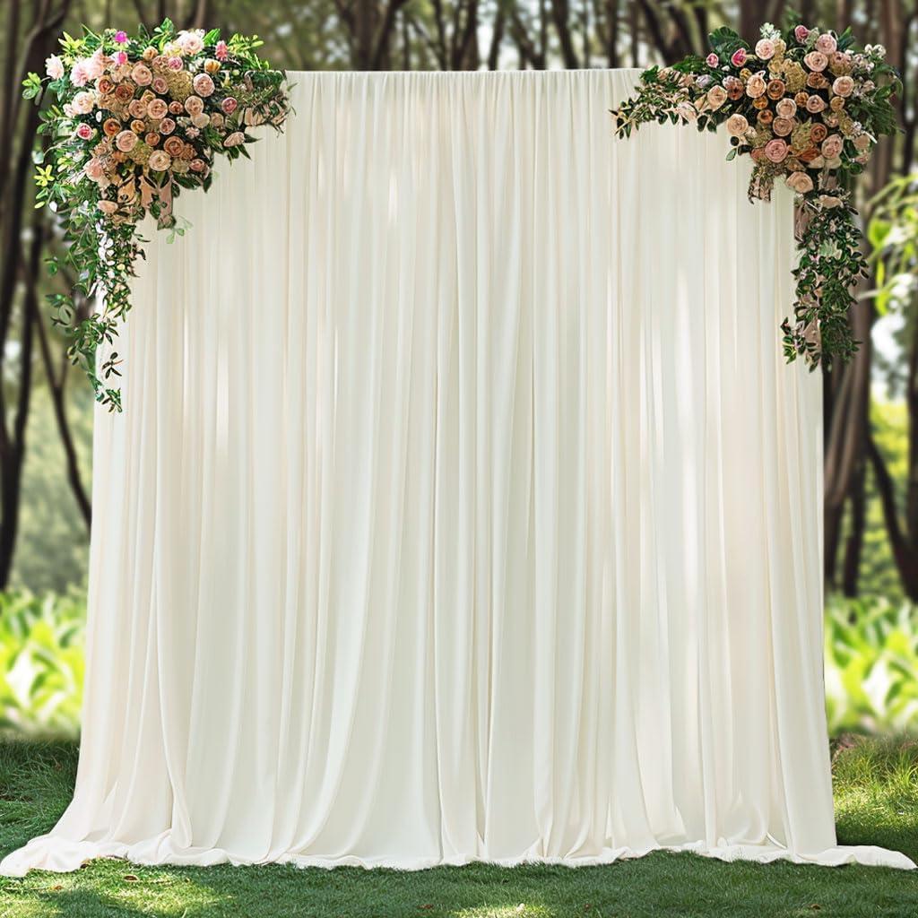 30x10ft Wrinkle Free Ivory Backdrop Curtain for Parties Soft Fabric Drapes Wedding Ivory Curtain Backdrop for Birthday Party Decorations Background for Photography 5x10ft,6 Panels, W5' x H10'
