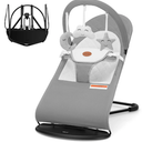 HKAI Baby Bouncer, Portable Baby Bouncer Seat for Babies 0-18 Months, 100% Cotton Fabrics, 3 Modes of use with Rocker and Stationary Options, Infant Rocker Chair with Hanging Toys-Grey
