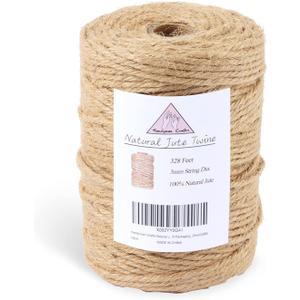 Natural Jute Twine Rope (1.5mm/2mm/3mm/6mm) Durable String for Handmde Crafts,Gardening Applications,Home Gardening,Cat Scratching Post,Gift Packaging... (3mm*328ft)