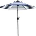 Sunnyglade 7.5' Patio Umbrella Outdoor Table Market Umbrella with Push Button Tilt/Crank, 6 Ribs (Blue and White)