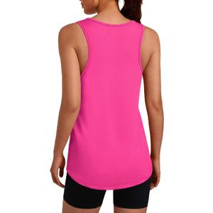 Women's Workout Tank Tops Racerback Quick Dry Sleeveless Shirt for Yoga Running Gym Loose Fit Athletic Tanks (Pink, M)