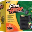 Flexi Hose with 8 Function Nozzle Expandable Garden Hose, Lightweight & No-Kink Flexible Garden Hose, 3/4 inch Solid Brass Fittings and Double Latex Core, 100 ft Black