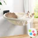 Cat Hammock Wall Mounted, Foldable & Stable Cat Beds- Breathable Cats Wall Shelves for Sleeping, Playing, Climbing, and Lounging - Maximum Hold Up to 30lbCream,Faux Rabbit Fur