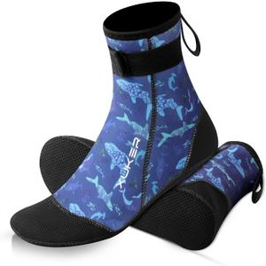 XUKER Neoprene Water Socks for Kids Toddlers 3mm Sand Proof Beach Volleyball Socks Diving Boots for Outdoor Water Sports (Blue, XS)
