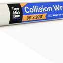 TapeManBlue Crash Wrap, 36 inch x 200 feet, Clear Collision Wrap for Car Windows & Damaged Vehicles, Self-Adhesive Broken Window Cover Film, Made in America