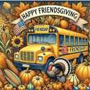 WOLADA Happy Friendsgiving Backdrop Friendship Banner Thanksgiving Party Photography Background 70.8x47.2 Inches FW125