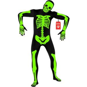 Morphsuits Adult Skeleton Costume Men, Mens Skeleton Costume Glow in Dark, Skeleton Adult Costume, Glow in Dark Skeleton (X-Large, Black)