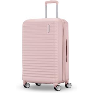 American Tourister Stratum 3.0 Medium 24-Inch Spinner, Airline Approved, Durable Hardside Luggage, Expands 1.5", RightHeight Adjustable Handle, Pink Blush, Medium - Checked